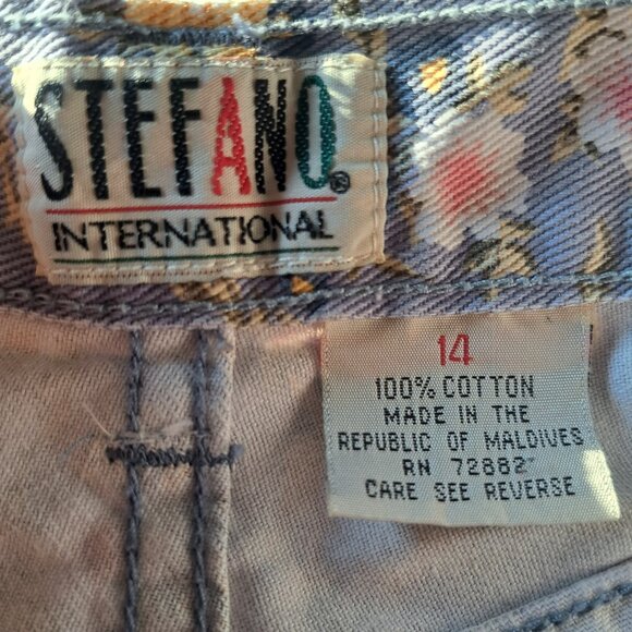 Stefano International Blue Denim Floral High Waist Vintage Sz 14 Y2K Shorts - Picture 9 of 11